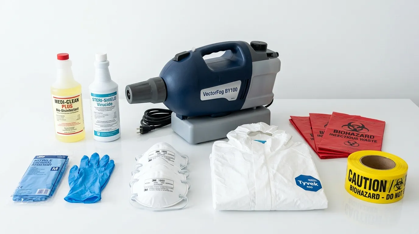 Professional biohazard remediation crew working in Highland